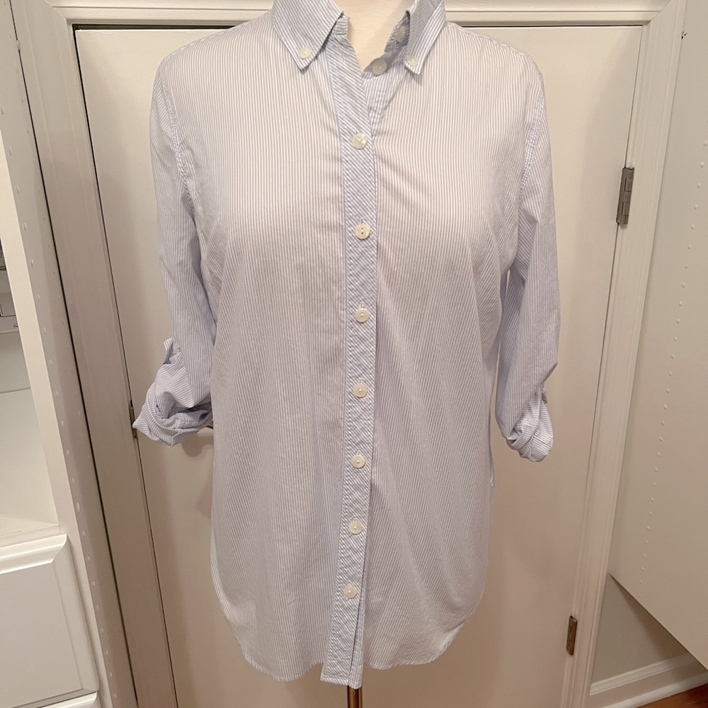 Blue & White Striped Collard Shirt
